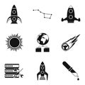 Space tech icons set, simple style Royalty Free Stock Photo