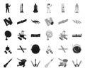 Space technology black.mono icons in set collection for design.Spacecraft and equipment vector symbol stock web