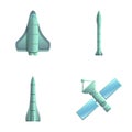 Space technology icons set cartoon vector. Space equipment