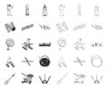 Space technology mono,outline icons in set collection for design.Spacecraft and equipment vector symbol stock web
