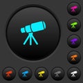 Space telescope dark push buttons with color icons