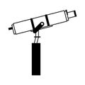 Space telescope on plataform symbol isolated in black and white Royalty Free Stock Photo