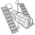 Space telescope sketch, coloring, isolated object on white background, vector illustration