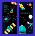 Space theme - set of modern vertical banners Royalty Free Stock Photo