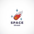 Space Threat Abstract Vector Sign, Symbol, Logo Template. Outline Extraterrestrial Meteor Comet Silhouette with Modern