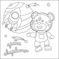 Space tiger or astronaut in a space suit with cartoon style. Creative vector Childish design for kids activity colouring book or Royalty Free Stock Photo