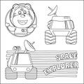 Space tiger or astronaut in a space suit with cartoon style, funny little space explorer. Creative vector Childish design for kids Royalty Free Stock Photo