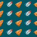 Space toy rocket abstract seamless vector pattern. Royalty Free Stock Photo
