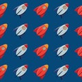 Space toy rocket. Vector pattern. Royalty Free Stock Photo