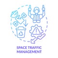 Space traffic management blue gradient concept icon