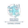 Space traffic management turquoise concept icon