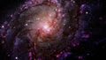 Space Travel in the Central Region of Spiral Galaxy M83. Messier 83, Southern Pinwheel Galaxy in the constellation Hydra. Nebula a