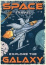 Space travel poster colorful vintage Royalty Free Stock Photo