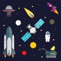Space travel symbols infographic. Cosmos vector