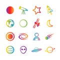 Space vector gradient icons
