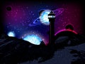 Space. Vector illustration for your design. Beautiful, fantastic and magical. Royalty Free Stock Photo