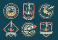 Space vintage badges, emblems and labels set Royalty Free Stock Photo