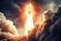 Space wallpaper rocket launch explosion with fire exploding. Illustration AI Generative Royalty Free Stock Photo