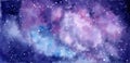 Space watercolor hand painted background. Abstract galaxy painting. Royalty Free Stock Photo