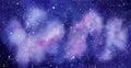 Space watercolor hand painted background. Abstract galaxy painting. Royalty Free Stock Photo