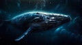 Space whale swimming through the universe, the idea of a fantastic illustration