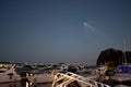 Space X Falcon flight over Alexandria VA marina in the United States Royalty Free Stock Photo