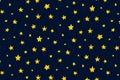 Space yellow stars background, night sky pattern and stars seamless vector pattern. Stars in the night sky vector illustration Royalty Free Stock Photo