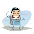 Funny asian cartoon astronaut walking on a strange planet Royalty Free Stock Photo