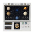 Spacecraft control panel with planets and star map isolated on transparent background Royalty Free Stock Photo