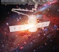 Spacecraft in deep space. Elements of this Image Furnished by NASA Royalty Free Stock Photo