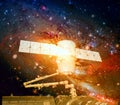 Spacecraft in deep space. Elements of this Image Furnished by NASA Royalty Free Stock Photo