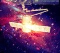 Spacecraft in deep space. Elements of this Image Furnished by NASA Royalty Free Stock Photo