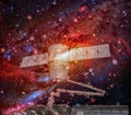 Spacecraft in deep space. Elements of this Image Furnished by NASA Royalty Free Stock Photo