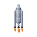 Spacecraft Launch, Cosmos Exploration, Astronautics and Space Technology Theme Flat Vector Illustration on White