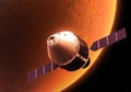 Spacecraft Orbiting Red Planet Royalty Free Stock Photo