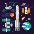Spacecraft and space industry elements Royalty Free Stock Photo