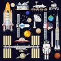 Spacecraft and space technology industry for infographic.