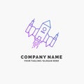 spacecraft, spaceship, ship, space, alien Purple Business Logo Template. Place for Tagline