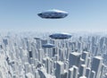 Spacecrafts over city