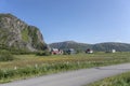 Spaced out houses and steep hill, Stave , Norway