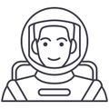 Spaceman,astronaut in helmet vector line icon, sign, illustration on background, editable strokes Royalty Free Stock Photo