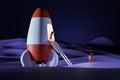 Spaceman captain and little spaceboy in moon. cartoon planet exploration and science. Royalty Free Stock Photo