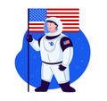 Spaceman character cartoon flat style - vector illustration - United States modern astronaut in glasses - flat