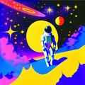 Spaceman in colorful pop art psychedelic trip made with generative AI