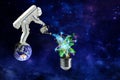 Spaceman grows plants on pure cosmic energy