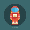 Spaceman in red spacesuit and helmet. Astronaut icon.