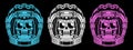 Spaceman skull. Modern space logo. Monochrome emblem.