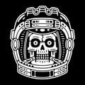 Spaceman skull sticker. Modern space logo. Monochrome emblem.