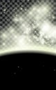 Spacescape with planet and stars on transparent background. Space banner design for flyer, poster, brochure, card cover Royalty Free Stock Photo