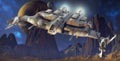 Spaceship and alien planet Royalty Free Stock Photo